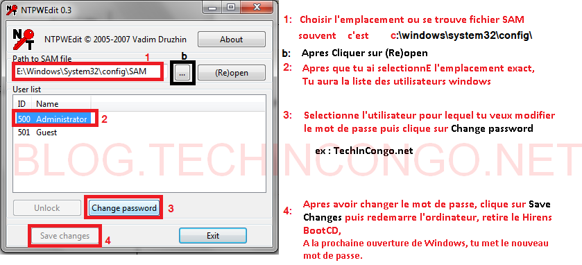 NTPWEdit Comment Réinitialiser un mot de passe oublié sous windows 10, 8, 7