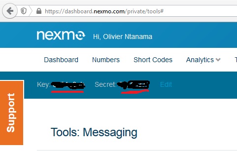 nexmo key secret sur le site Script PHP pour envoyer des SMS gratuitement