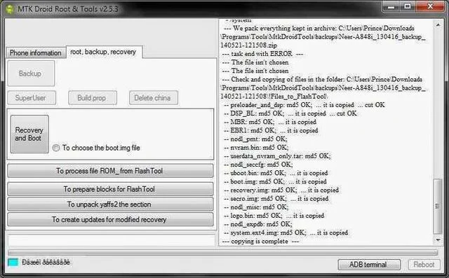 Backup terminer Comment extraire et flasher un stock ROM Mediatek (Tecno, ...)