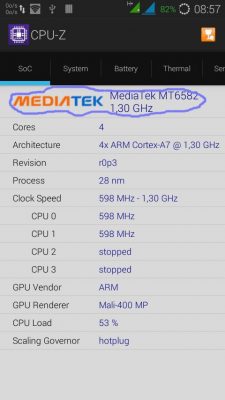 CPU Z Mediatek 225x400 Comment Installer TWRP recovery sur un Smartphone Android Mediatek
