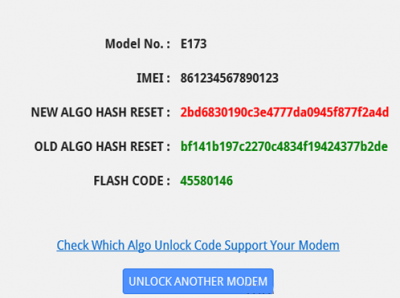 Resultats reset new algo 400x298 Générer le code de réinitialisation du compteur de déblocage pour le modem Huawei (NEW/OLD ALGO HASH RESET)