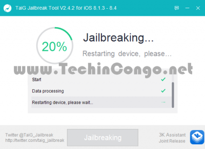TaiG Jailbreak en cours 400x290 Comment jailbreaker iOS 8.1.3 à iOS 8.4 avec TaiG
