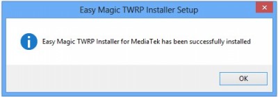 TWRP Installer successfully 400x140 Comment Installer TWRP recovery sur un Smartphone Android Mediatek