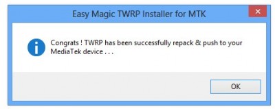 TWRP has been successfully installed 400x159 Comment Installer TWRP recovery sur un Smartphone Android Mediatek