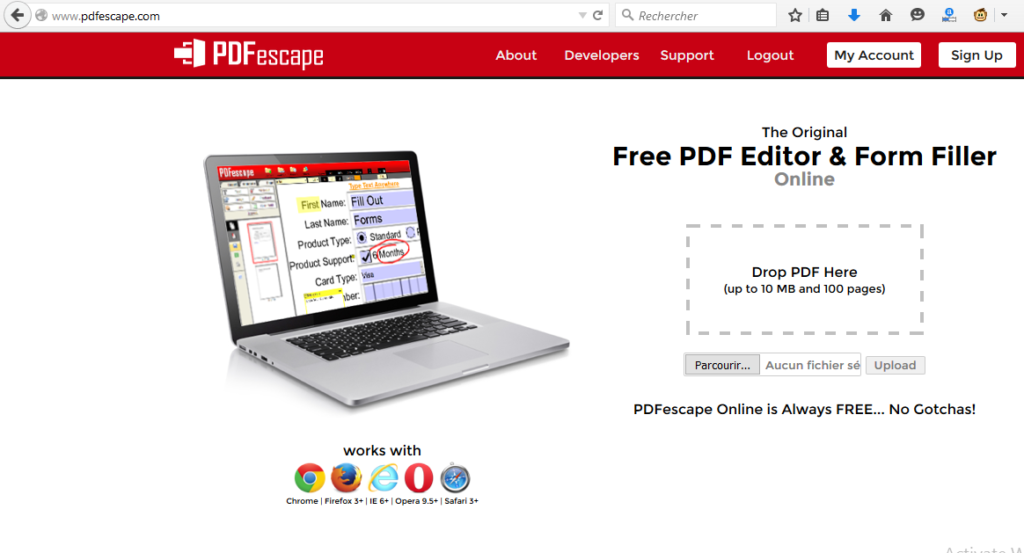 Editeur PDF en ligne gratuit PDFescape 1024x553 Comment Éditer un Fichier PDF avec ou sans Logiciel