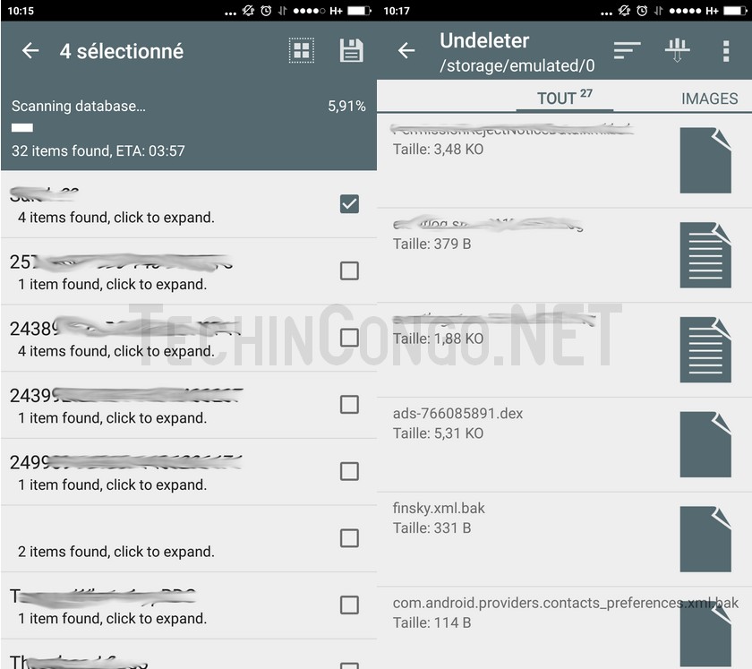 Fichiers recuperes avec Undeleter Fichiers recuperes avec Undeleter Récupérer les SMS effacés sur Android sans PC - Photos, Vidéos, Fichiers supprimés aussi