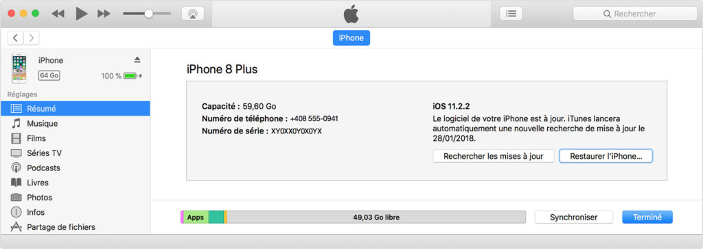 itunes restaurer liPhone 1024x364 Comment activer un iPhone désactivé avec iTunes - iPad désactivé, iPod désactivé