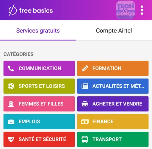 Categories des sites dans FreeBasics Top 80 sites web gratuits avec Free Basics de Facebook