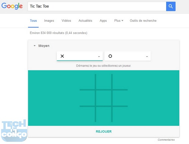 Tic Tac Toe Top 5 Jeux cachés dans le moteur de recherche Google
