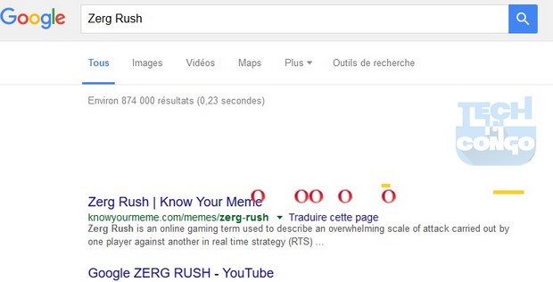 Zerg Rush Top 5 Jeux cachés dans le moteur de recherche Google