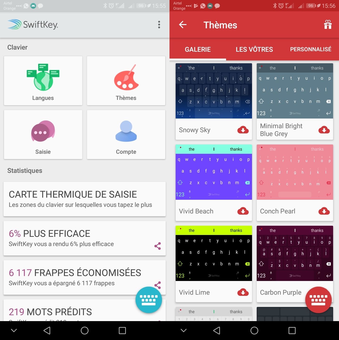 Themes Clavier SwiftKey Changer la Couleur du clavier Android par une autre couleur ou une image