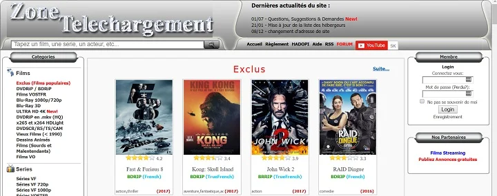 Zone telechrgement 2017 Top 10 Sites Torrents Français pour Télécharger des Films & Séries en VF