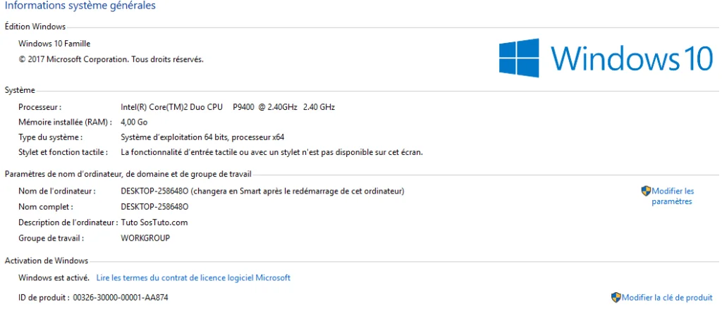 proprietes windows 10 1024x446 Guide Ultime : Comment Choisir le Parfait Ordinateur Portable en 8 &Eacute;tapes Cruciales