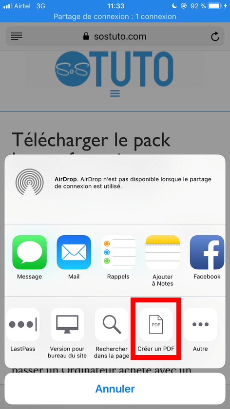 Creer un PDF dans Safari Enregistrer une page web au format PDF sur iPhone dans iOS 11