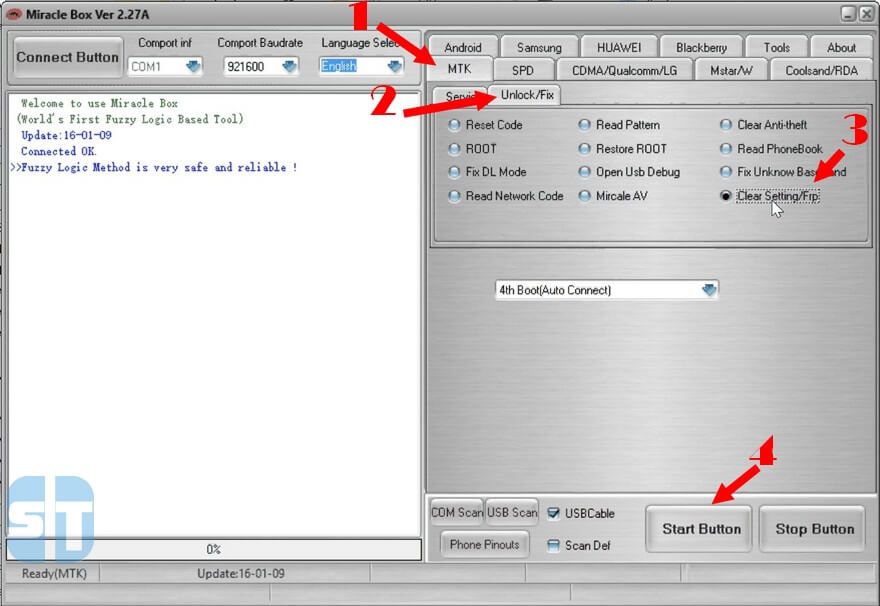 Lancer Miracle Box crack Comment contourner la protection de compte Google (FRP) sur les smartphones MEDIATEK