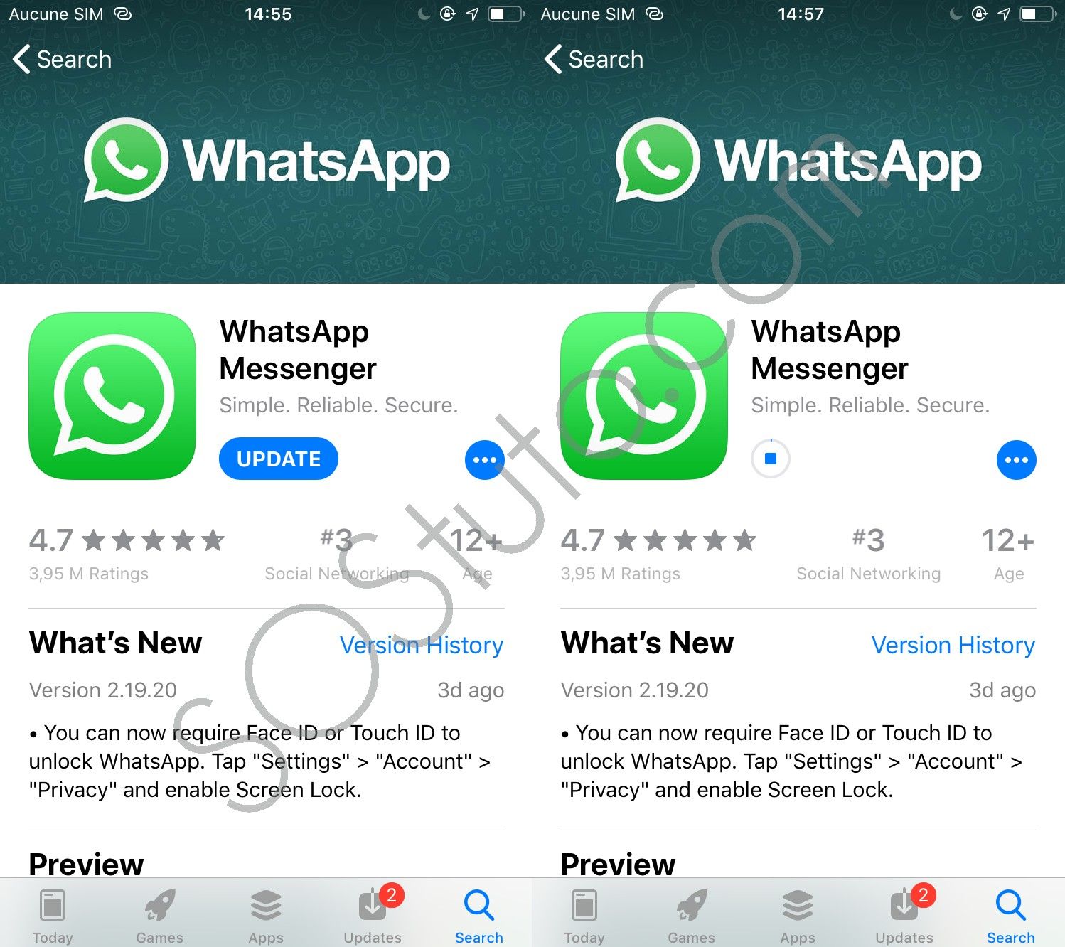 Mise à jour WhatsApp 2 Méthodes pour Protéger WhatsApp sur iPhone avec mot de passe ou Touch ID ou Face ID
