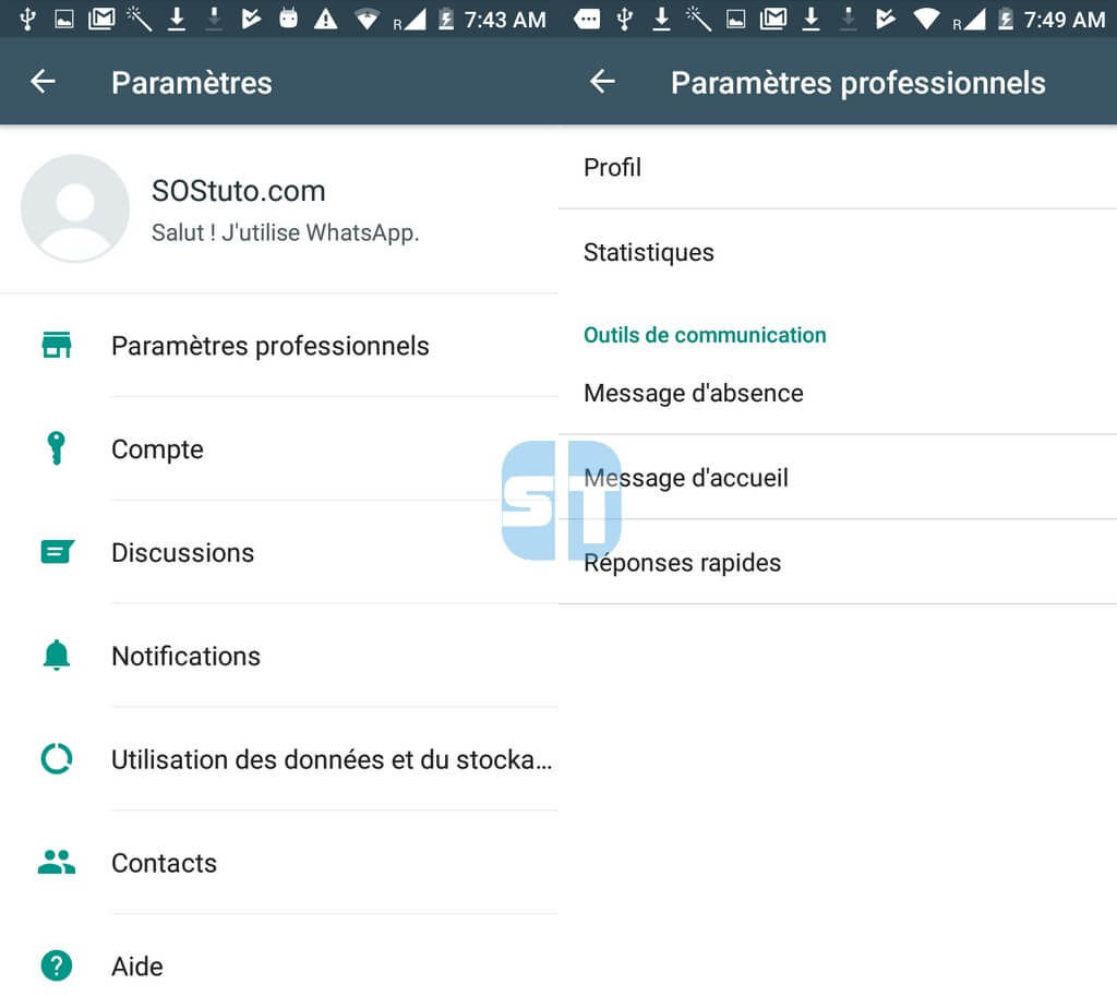 Parametres professionnels whatsapp business 1024x913 T&eacute;l&eacute;charger WhatsApp Business pour Android + Comment l&rsquo;utiliser