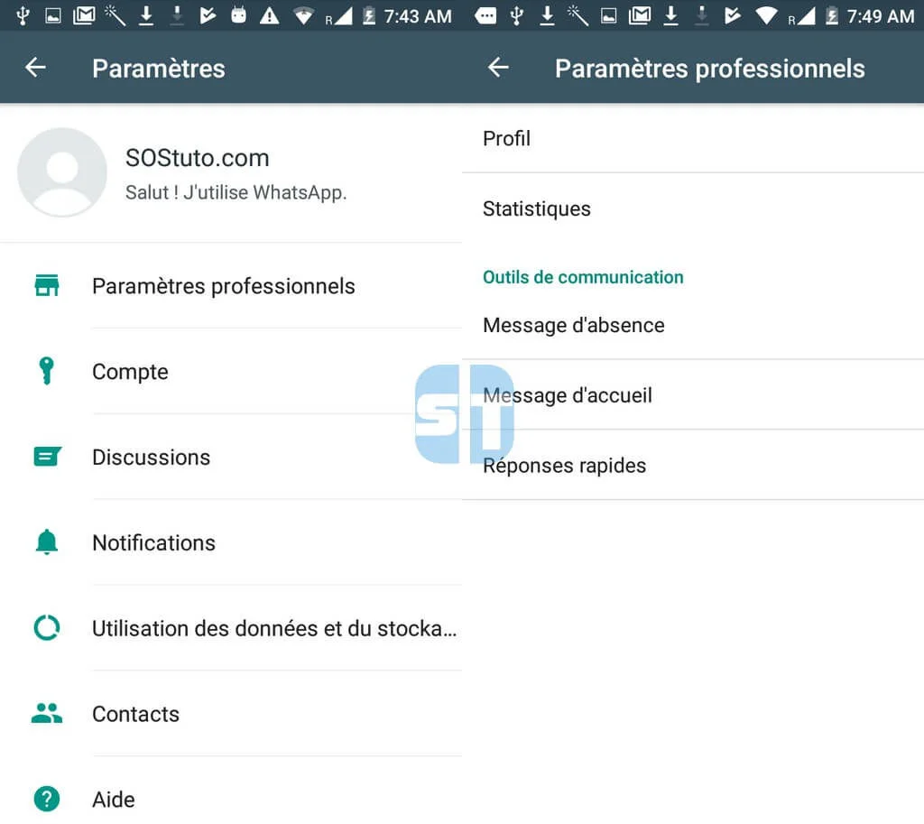 Parametres professionnels whatsapp business 1024x913 T&eacute;l&eacute;charger WhatsApp Business pour Android + Comment l&rsquo;utiliser