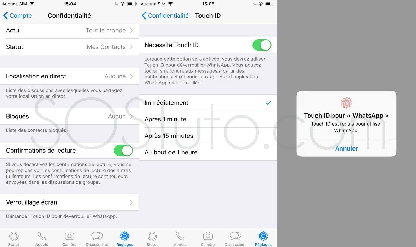 Touch ID Face ID pour WhatsApp 2 M&eacute;thodes pour Prot&eacute;ger WhatsApp sur iPhone avec mot de passe ou Touch ID ou Face ID