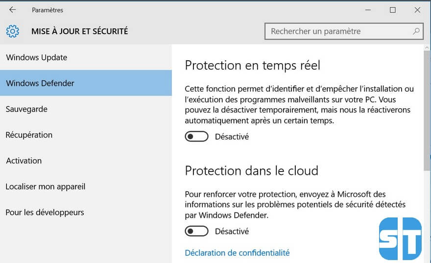 Windows Defender desactiv&eacute; Comment contourner la protection de compte Google (FRP) sur les smartphones MEDIATEK