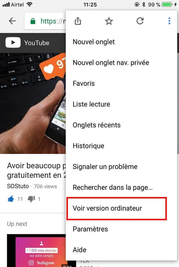 Voir version Ordinateur Chrome Comment &eacute;couter YouTube en arri&egrave;re-plan sur Android et iPhone (iOS)
