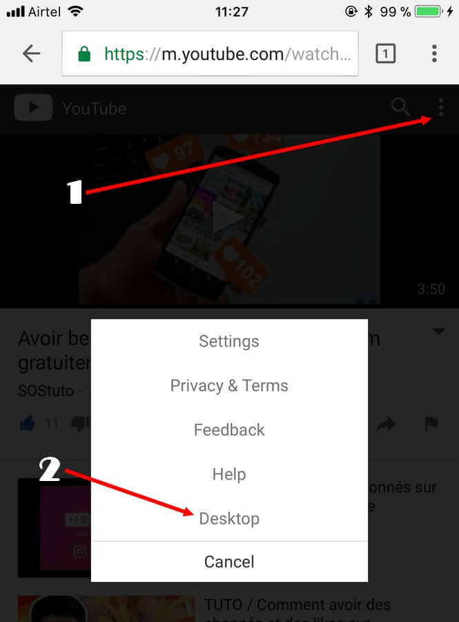 YouTube Desktop Version Comment écouter YouTube en arrière-plan sur Android et iPhone (iOS)