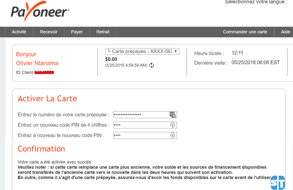 activation carte Guide 3 Payoneer : Comment activer ma carte MasterCard Payoneer