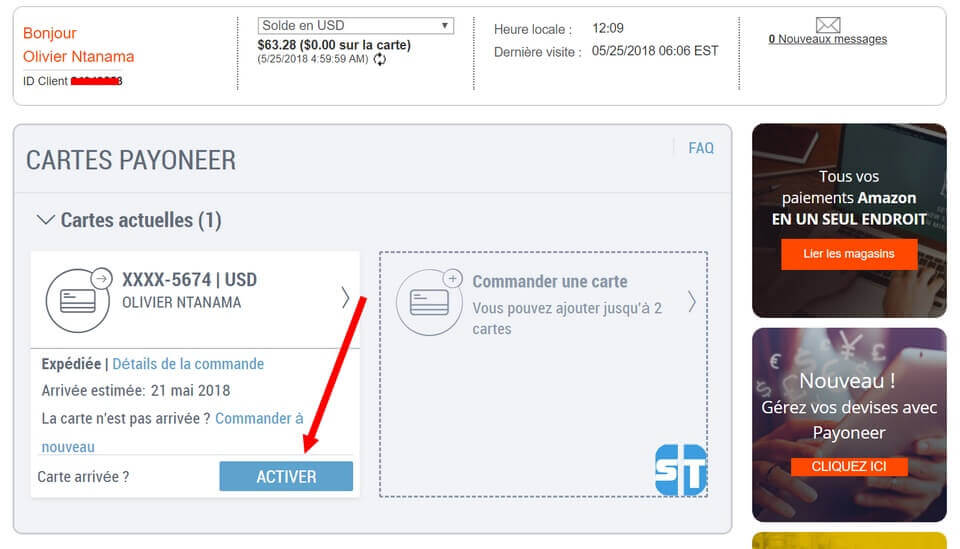 cartes payoneer Guide 3 Payoneer : Comment activer ma carte MasterCard Payoneer