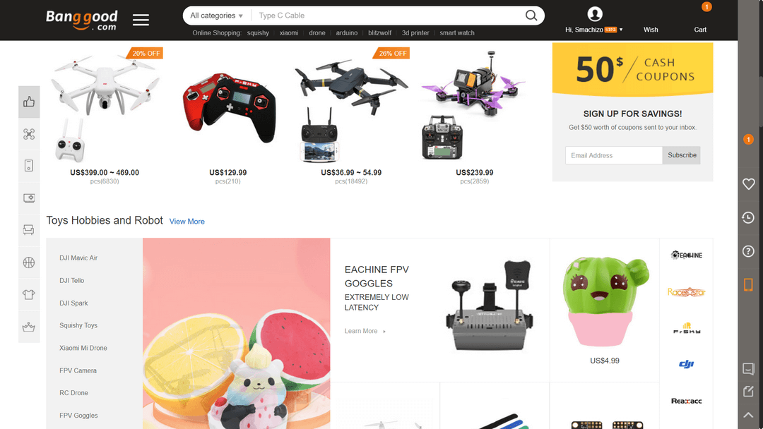 Accueil Bangood.com  Banggood Avis : Un site chinois pas cher avec une livraison rapide