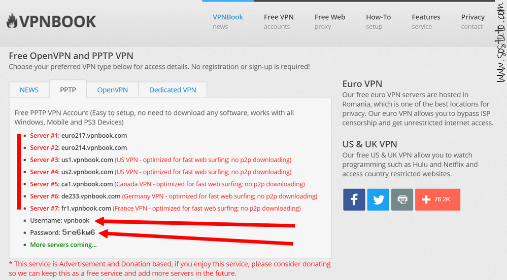 VPNBook VPN Gratuits PPTP Comment se Connecter à un serveur VPN GRATUIT sur Windows & Android sans logiciel