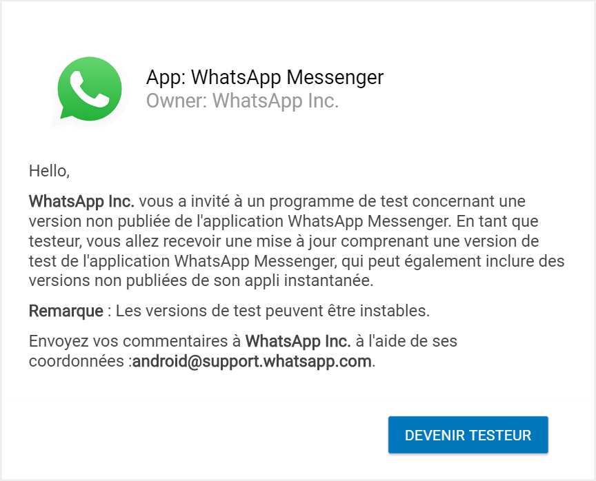 devenir testeur WhatsApp Comment Avoir WhatsApp Beta APK avec & sans s’inscrire au programme Bêta