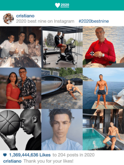 Cristiano 2020 BEST NINE 2021 – Voir Ses Photos Instagram Les Plus Likés de l'Année Passée