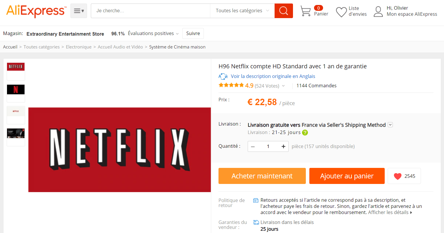 Acheter un Compte Netflix moins cher ? Promo 1 an Netflix à 22