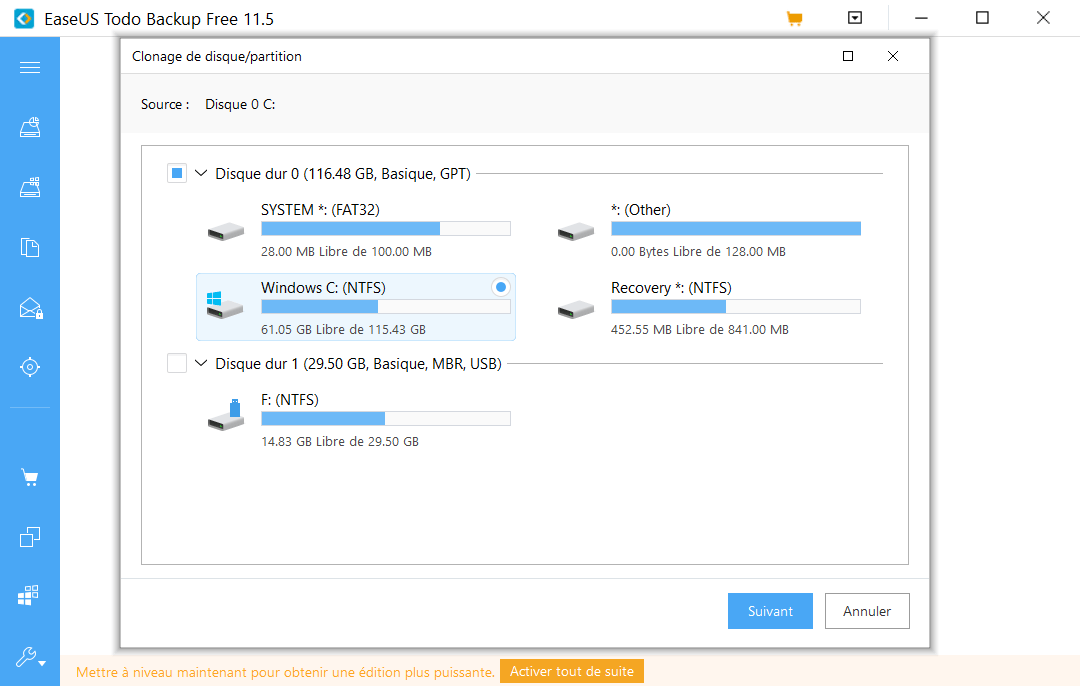 EaseUS Todo Backup Clonage du disque Comment Cloner un HDD vers un SSD sous Windows 10 gratuitement