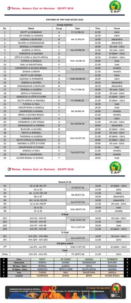 calendrier complet can 2019 CAN 2019 &ndash; O&ugrave; Regarder les Match de la Coupe d&rsquo;Afrique 2019 (TV/Streaming)