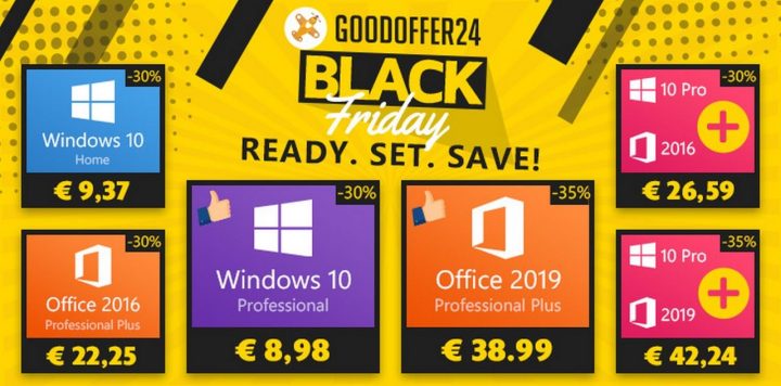 Black Friday Windows et Office 720x356 🔥 Offres Black Friday : Jusqu’à -40% sur les Produits Office 2019 & des Réductions sur tous les Logiciels