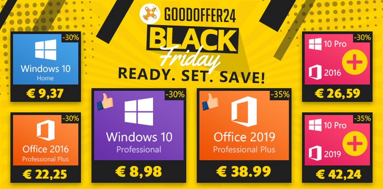 Black Friday Windows et Office 🔥 Offres Black Friday : Jusqu’à -40% sur les Produits Office 2019 & des Réductions sur tous les Logiciels
