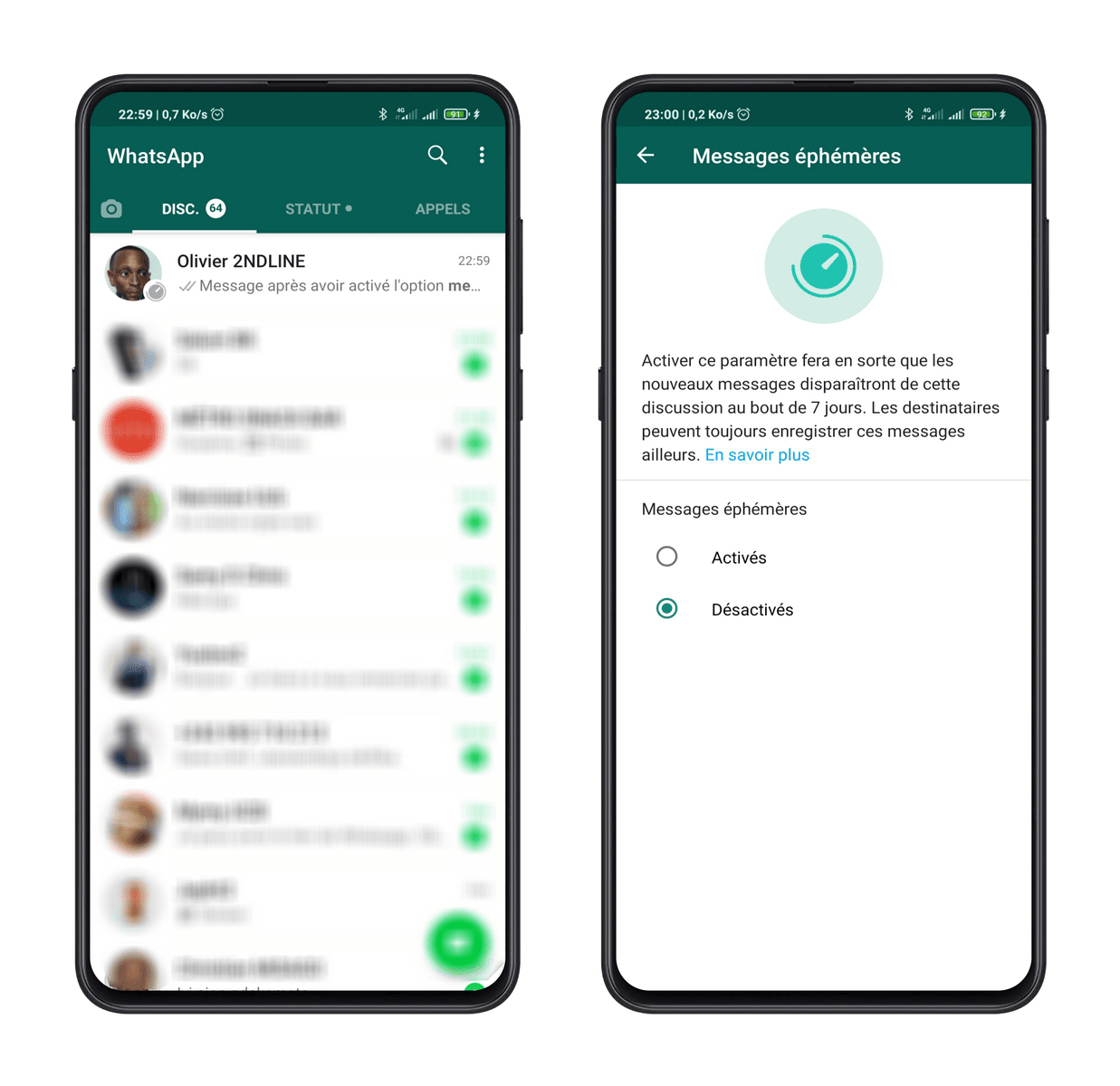 Pour desactiver messages ephemeres Messages Ephémères WhatsApp : Comment Les Activer et Les Envoyer