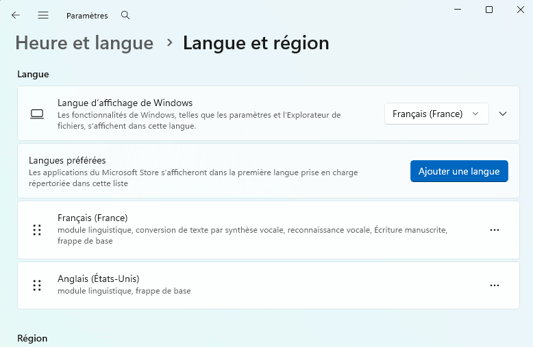 Pack Langue Windows 11