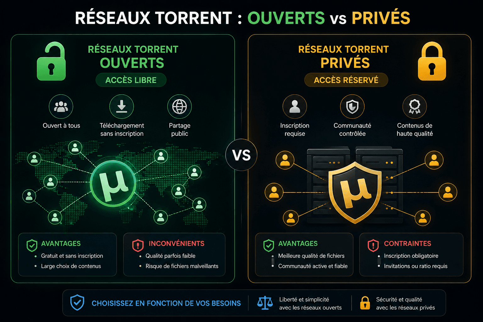 Tableau comparatif visuel entre tracker public et tracker privé