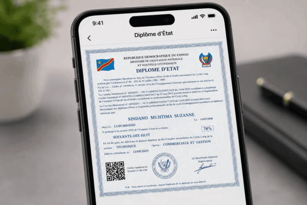 Présentation du diplôme d'État électronique sécurisé sur l'application Diplome.cd - Journal Exetat